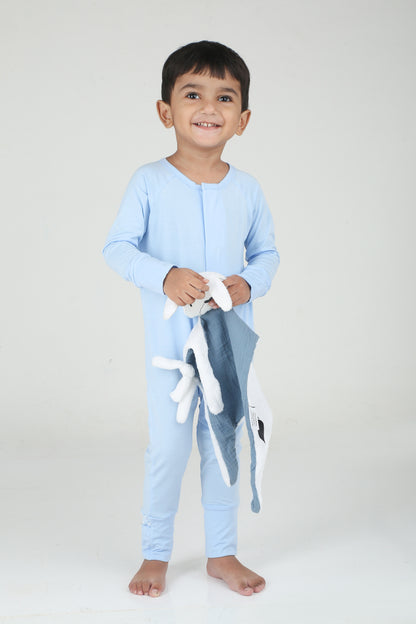 Solid Powder Blue Convertible Footie