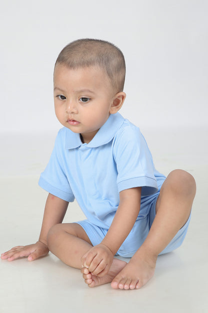 Solid Powder Blue Romper