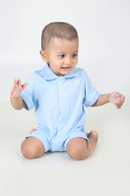 Solid Powder Blue Romper
