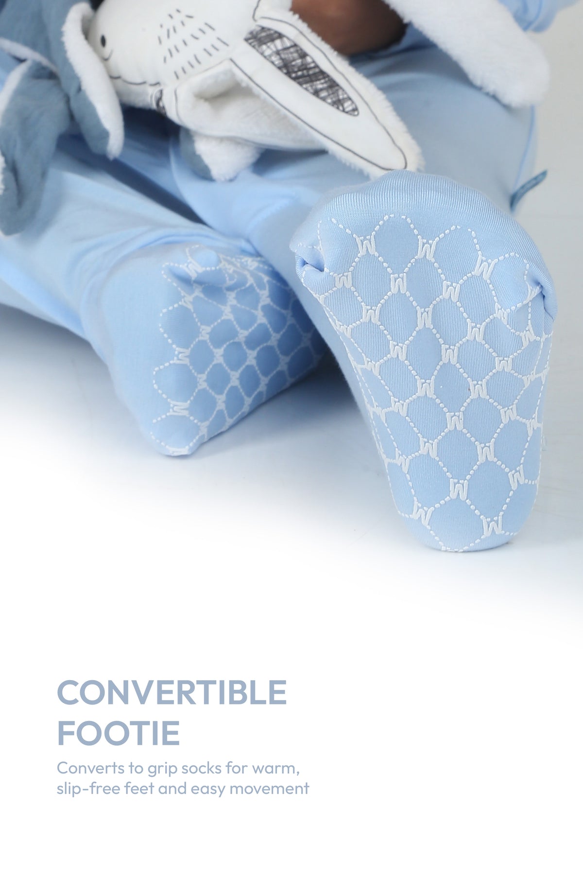 Solid Powder Blue Convertible Footie