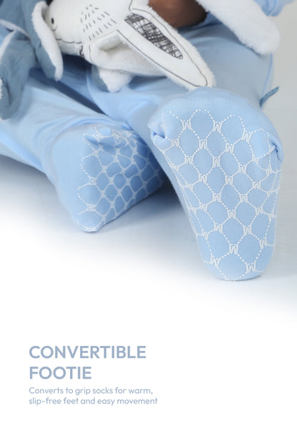 Solid Powder Blue Convertible Footie