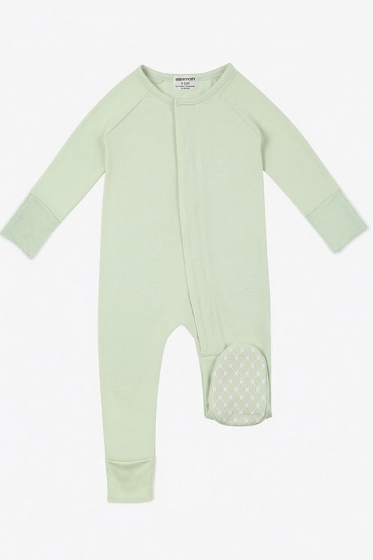 Solid Powder Green Convertible Footie